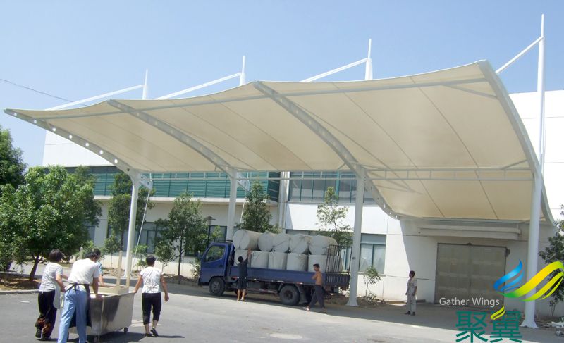 供應膜結構車棚，供應特定尺寸膜結構停車棚，PVC膜結構車棚