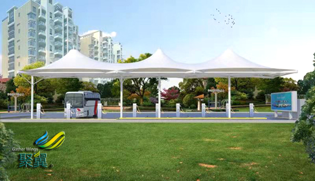 膜結構車棚汽車遮陽棚|清理打掃