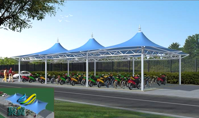 膜結構車棚材料特點|拉索張拉