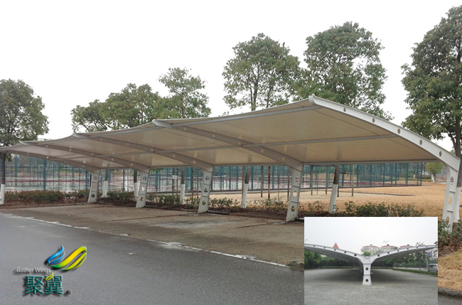 如何裁剪膜結構車棚表面篷布 