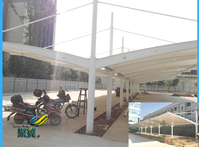 聚翼廠家膜結構車棚自行車棚構件保管