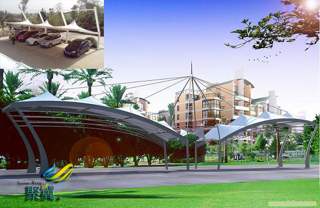  膜結構車棚建筑造景形式
