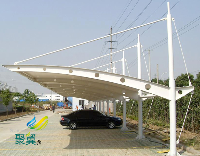 膜結構車棚施工記錄|膜結構車棚時尚典雅