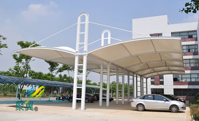 膜結構車棚施工階段|膜結構車棚施工記錄