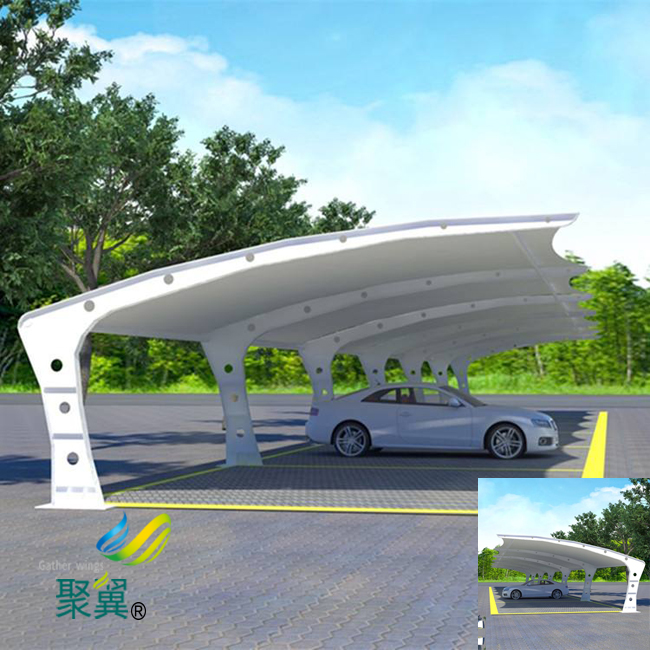 上海停車棚低價鋼膜結構生產廠家汽車棚哪家好聚翼*選