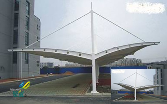 景觀張拉膜停車棚遮陽防火|膜結構汽車棚尺寸
