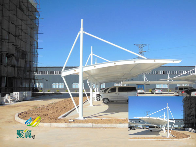 新型膜結構停車棚廠家|鋼膜結構汽車棚節能包設計