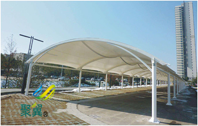 膜結構停車棚安裝廠家|張拉景觀膜結構環保