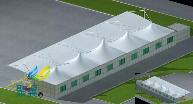 冒頂膜結構車棚設計|鋼膜結構停車棚訂做