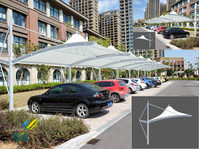鋼膜結構車棚汽車棚|專業停車棚自行車棚公司