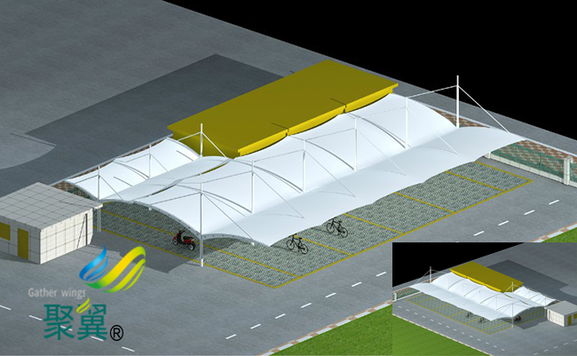 寧波小區景觀膜結構車棚|PVC車棚布廠家直銷