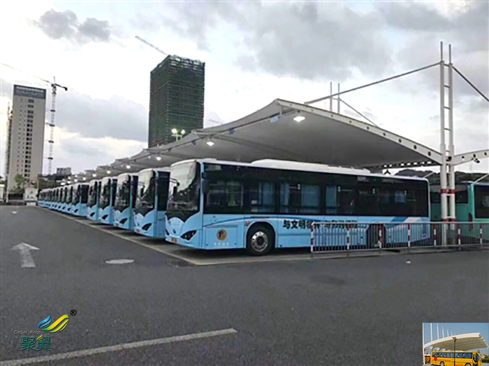 江蘇大巴車露天停車棚基礎設計圖片