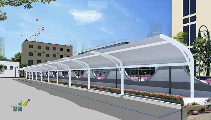 南京景觀鋼膜結構汽車充電樁車棚公司安裝施工方案