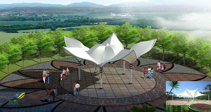 深圳膜結構車棚張拉膜傘、景觀小品雨棚設計工程