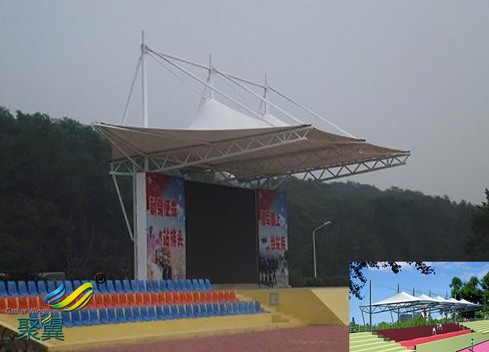 長沙露天膜結構體育場看臺球場膜雨棚設計分布圖