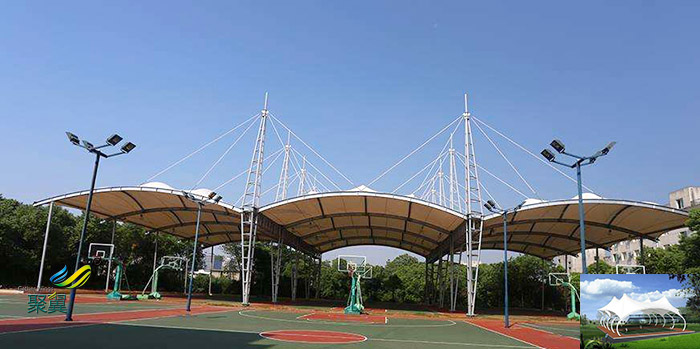 山西省膜結構體育中心看臺球場膜防水設計效果圖