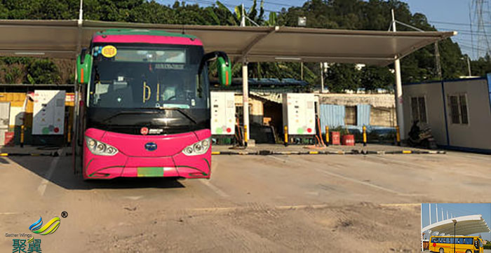 上海鋼膜結構自行車大巴車停車棚廠家安裝定制工程