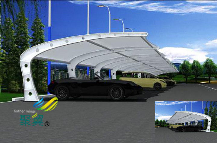 膜結(jié)構(gòu)車棚建筑特點(diǎn)|汽車停車棚外形多變