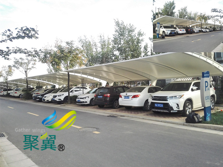 廠區(qū)張拉膜汽車棚停車棚鋼膜結構車棚廠區(qū)直銷