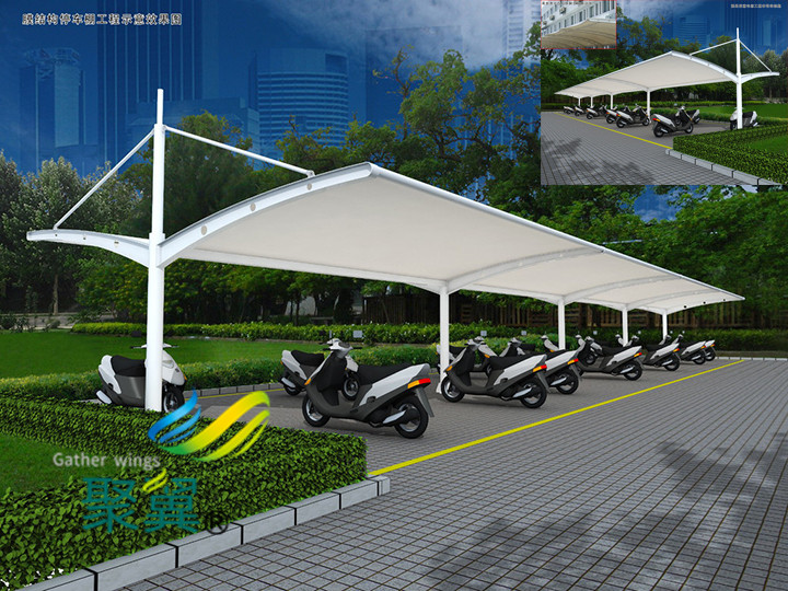  膜結構車棚施工準備|汽車停車棚車棚防銹處理